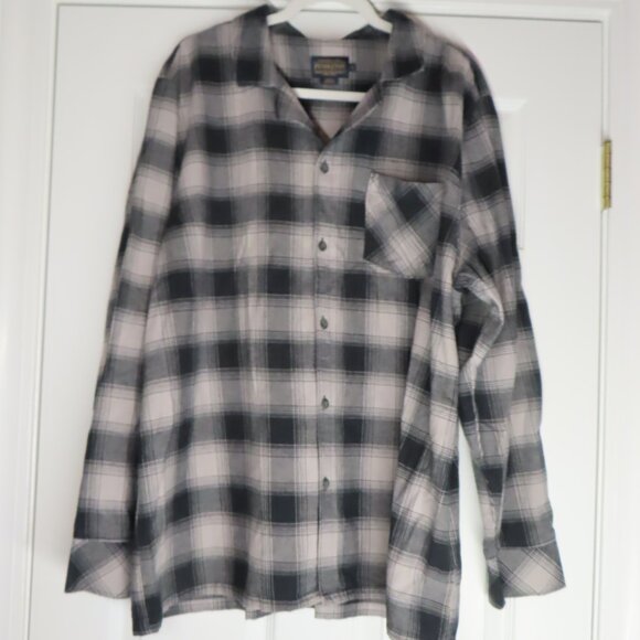 Pendleton Cotton Flannel Plaid Button Front Shirt Black/Gray Outdoor XL - Picture 3 of 13